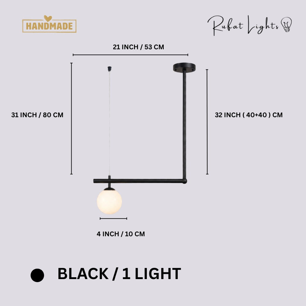 Modern Branch Globe Pendant Minimalist Light Chandelier Black 1 Light dimensions: 21 in (53 cm) wide, 31 in (80 cm) high