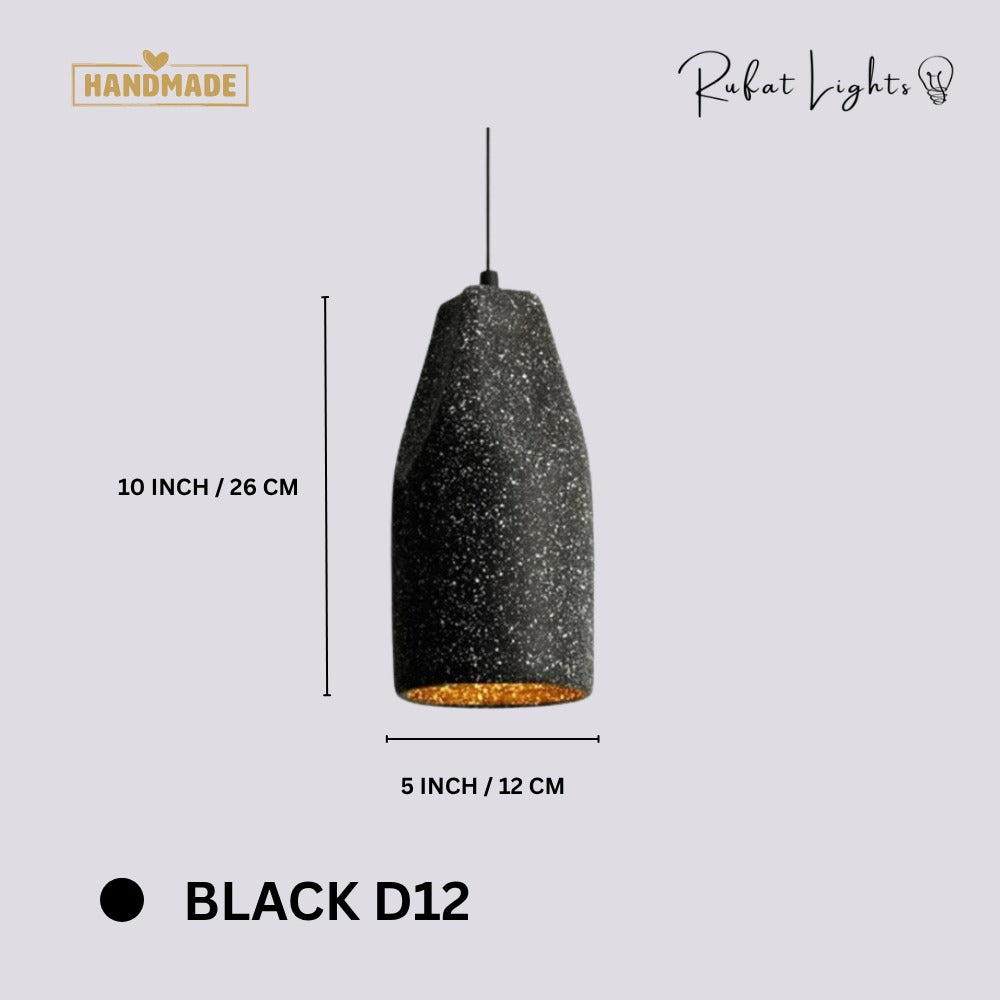 Modern Cement Iron Industrial Style Pendant Light Black D12 dimensions: 5 in (12 cm) wide, 10 in (26 cm) high