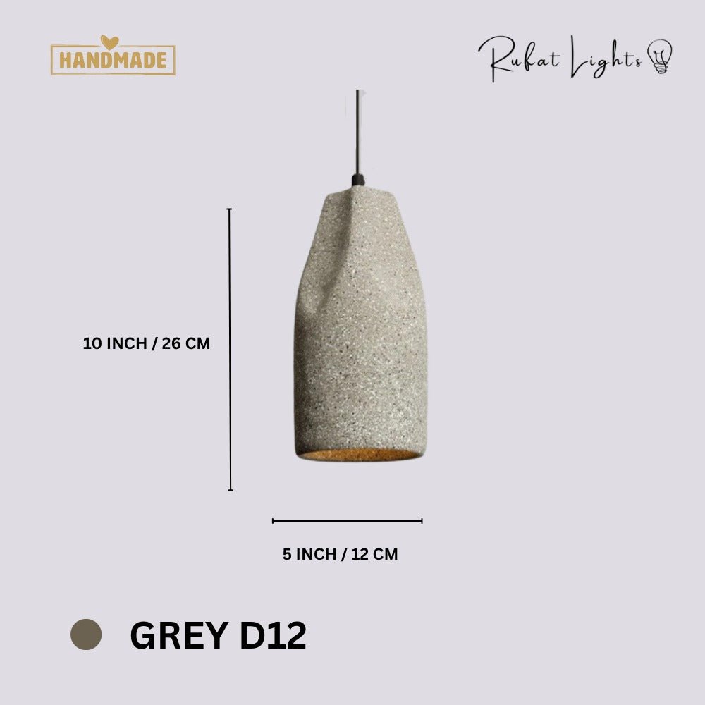 Modern Cement Iron Industrial Style Pendant Light Grey D12 dimensions: 5 in (12 cm) wide, 10 in (26 cm) high