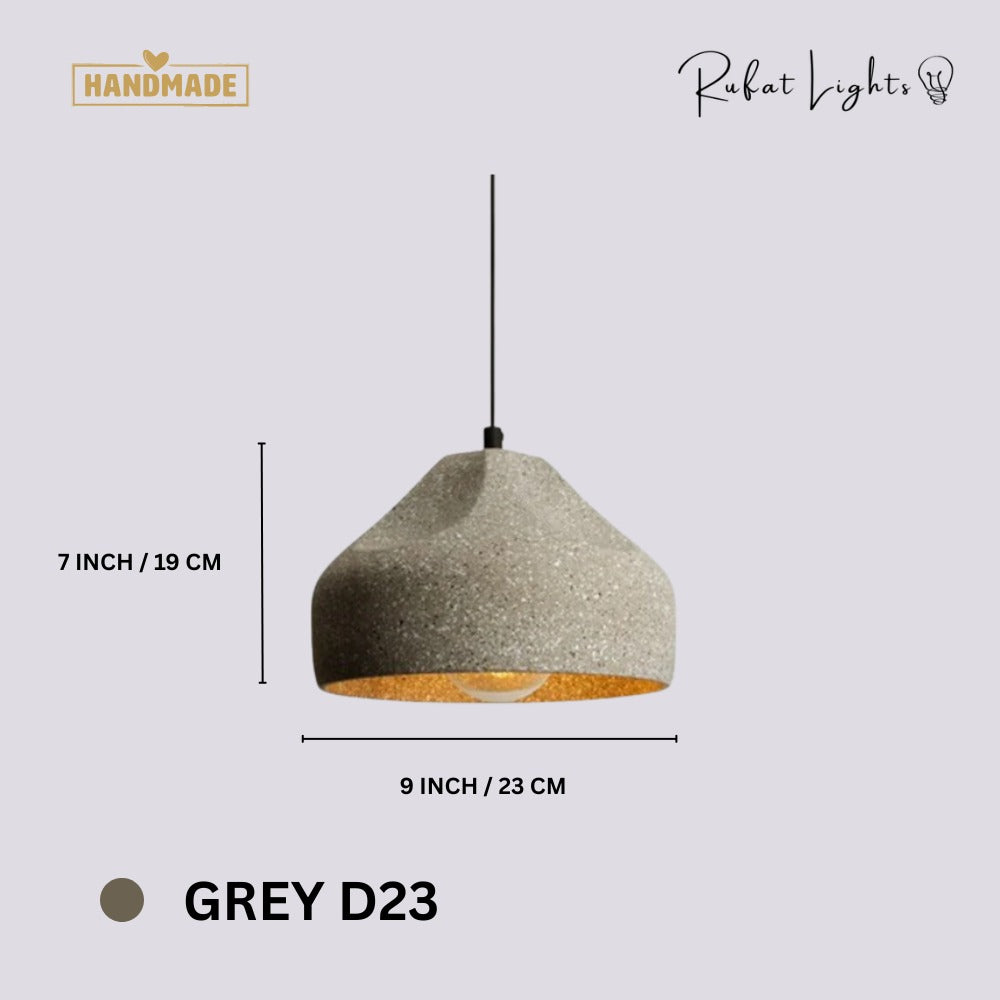 Modern Cement Iron Industrial Style Pendant Light Grey D23 dimensions: 9 in (23 cm) wide, 7 in (19 cm) high