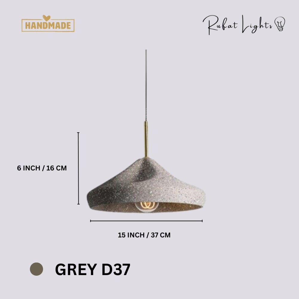 Modern Cement Iron Industrial Style Pendant Light Grey D37 dimensions: 15 in (37 cm) wide, 6 in (16 cm) high