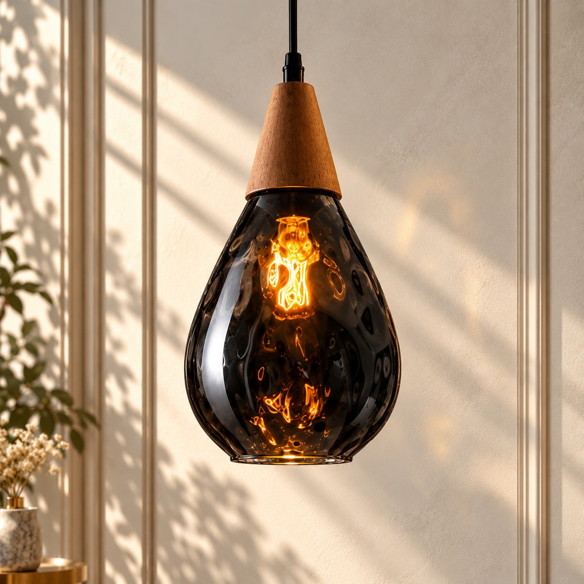 Modern Glass Water Drop Lampshade Pendant lamp Smoky water drop glass shade