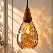 Modern Glass Water Drop Lampshade Pendant lamp Amber close-up