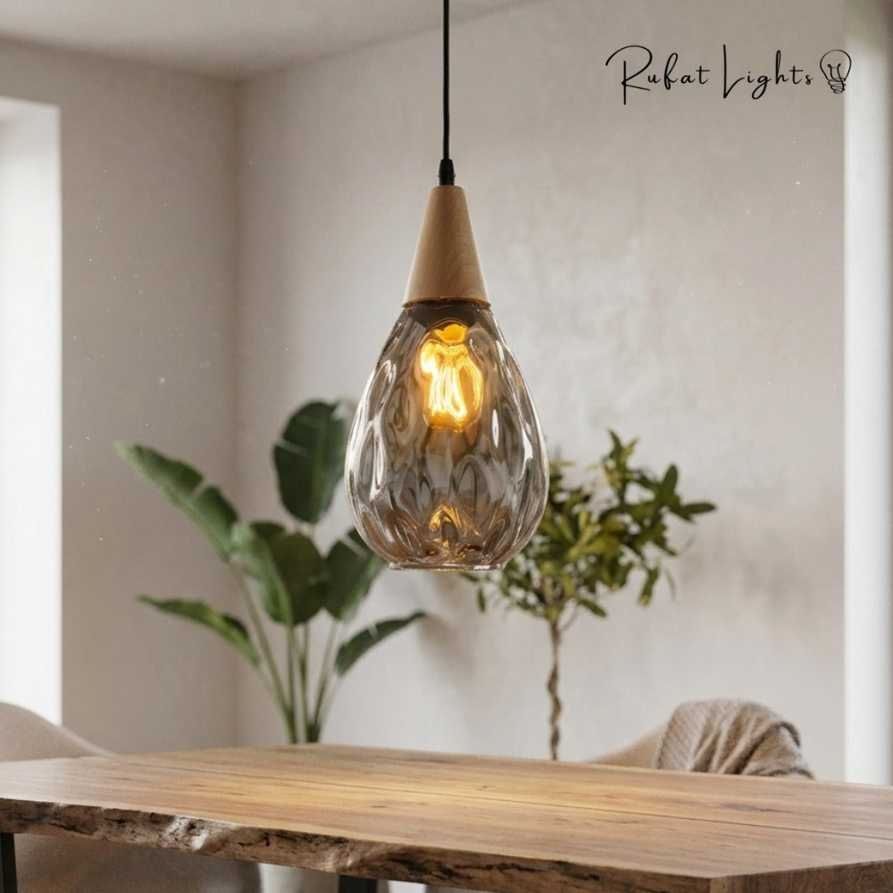 Modern Glass Water Drop Lampshade Pendant lamp Clear over a dining table