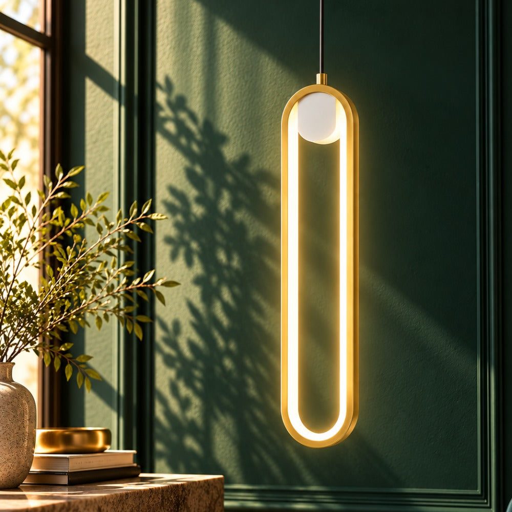 Modern LED Ovale Design Luster Fixture Pendant Lights Gold oval glowing