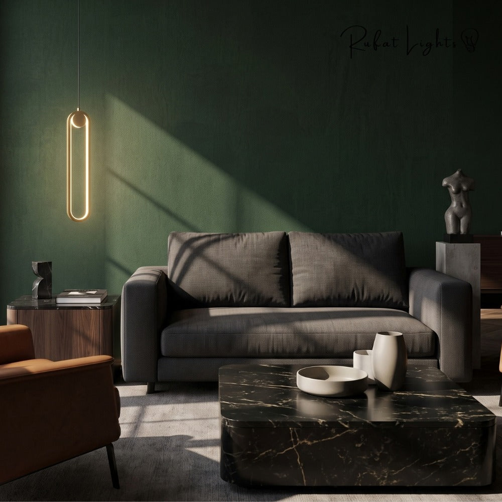 Modern LED Ovale Design Luster Fixture Pendant Lights Black over a living room