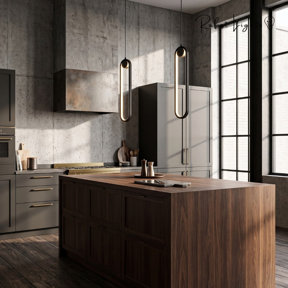 Modern LED Ovale Design Luster Fixture Pendant Lights Black over a kitchen island