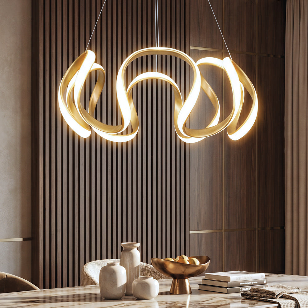 Modern LED Star Sky Design Ceiling Chandeliers gold ring in a living room