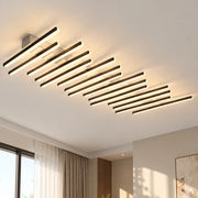 Nordic Creative Square Line Chandelier black straight lines on a living room ceiling