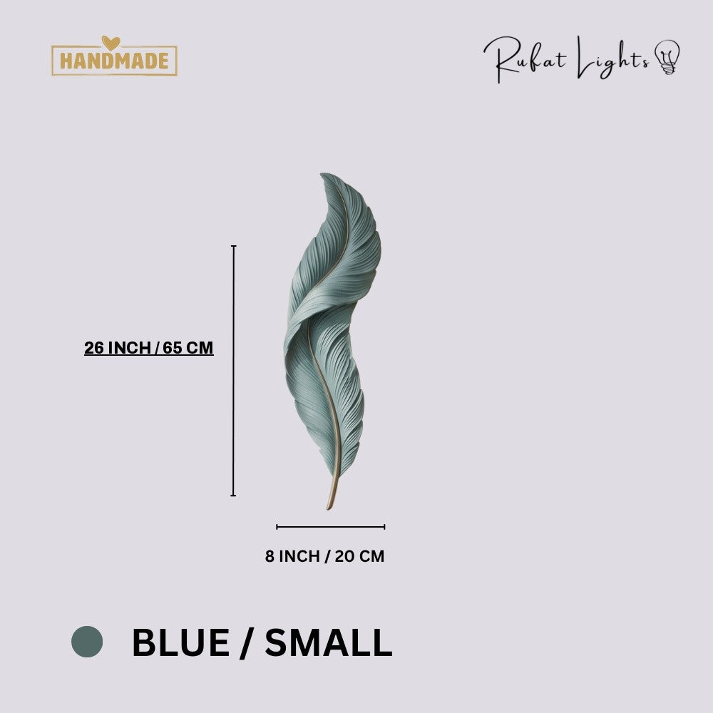 Nordic Decorative Luxury Feather Wall Lamp Blue Small dimensions: 8 in (20 cm) wide, 26 in (65 cm) high