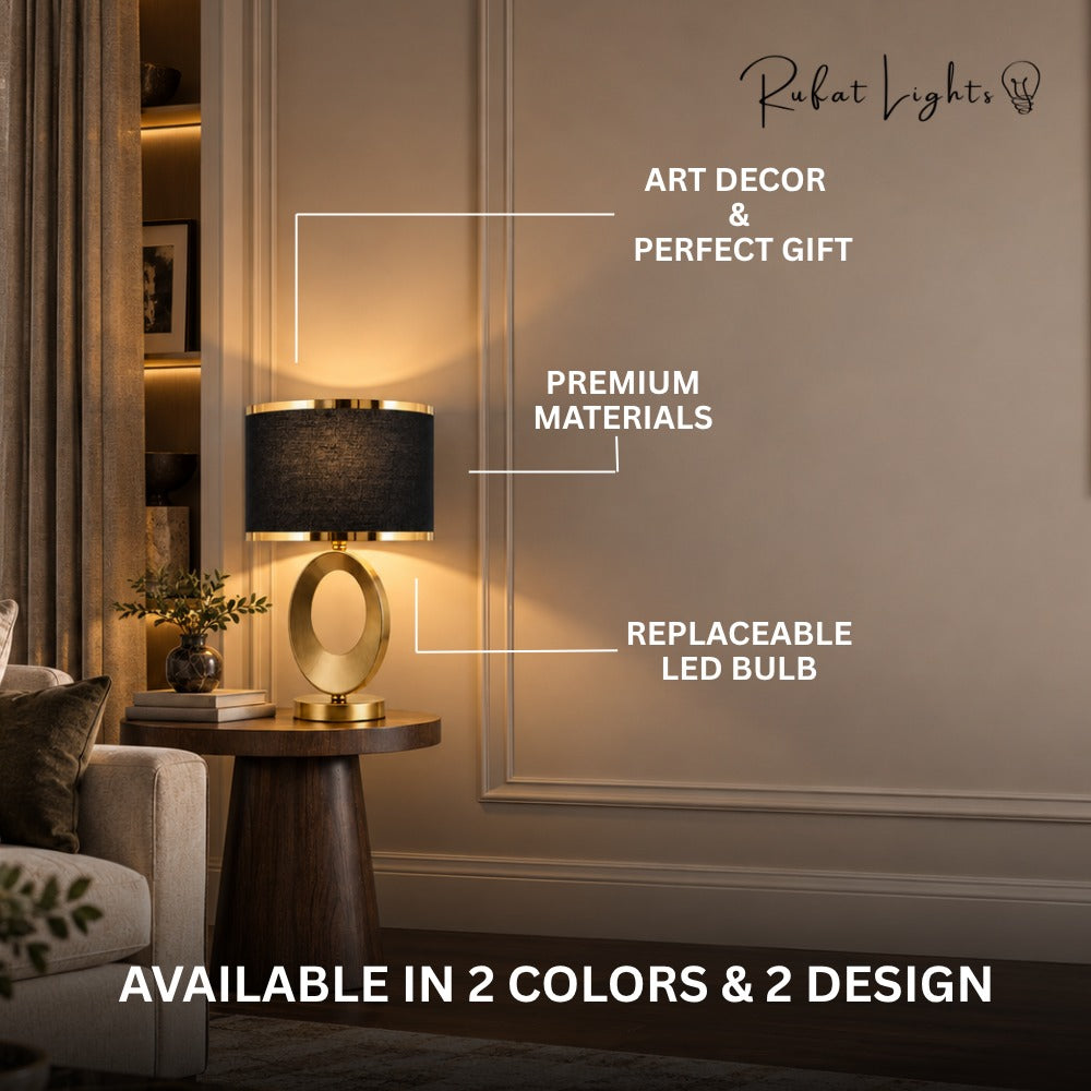 Nordic Luxury Cloth Covered Desk Lamp features: art decor and perfect gift, premium materials, replaceable LED bulb, available in 2 colors and 2 designs