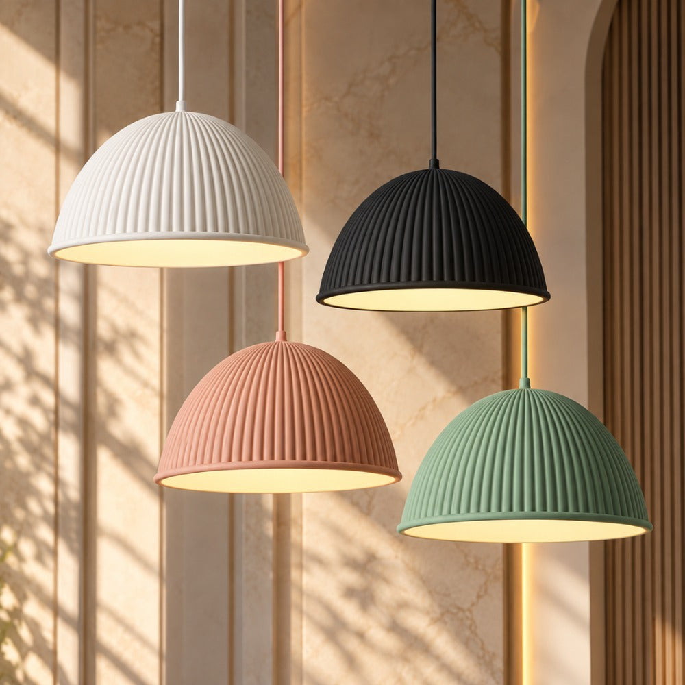 Nordic Macaron Resin Pendant Lights group in white, black, pink and green