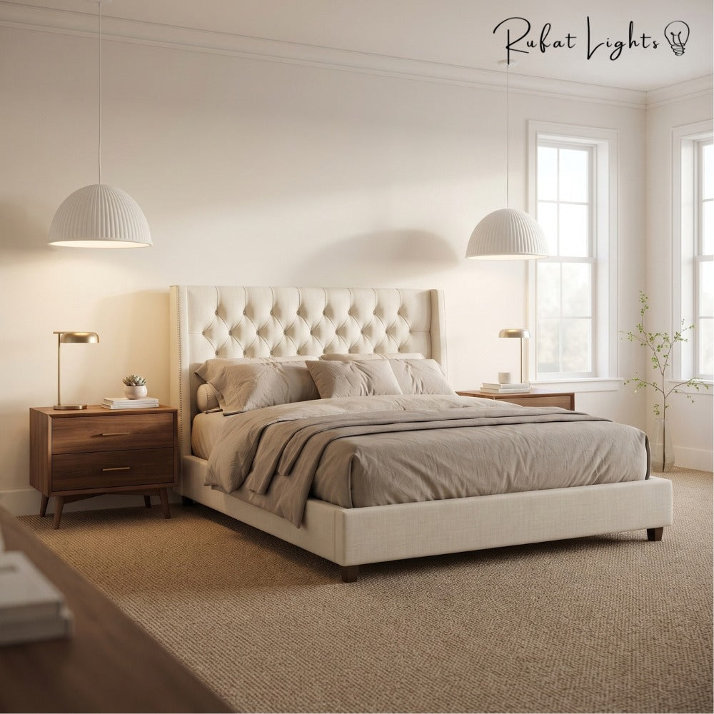 Nordic Macaron Resin Pendant Lights pair in a bedroom