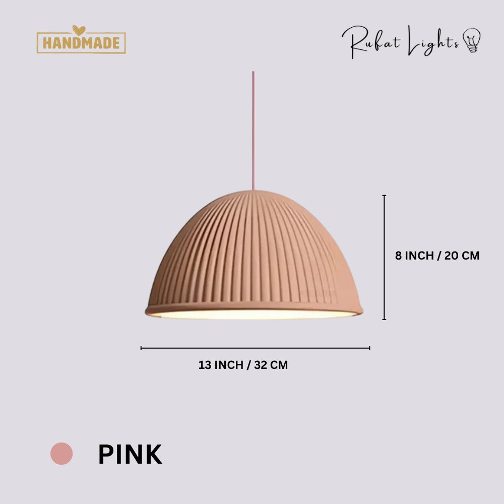 Nordic Macaron Resin Pendant Lights Pink dimensions: 13 in (32 cm) wide, 8 in (20 cm) high