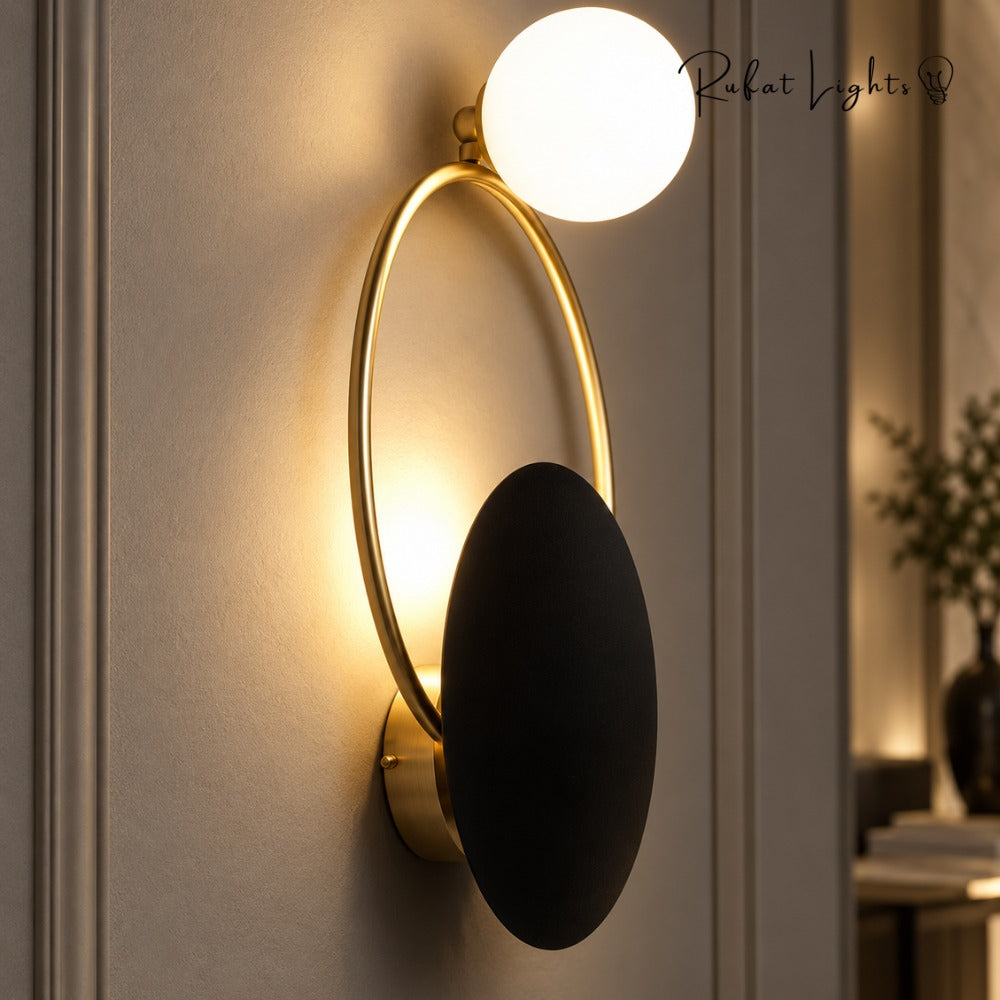 Nordic Modern Ring Golden Wall Sconce Type-B close-up side view