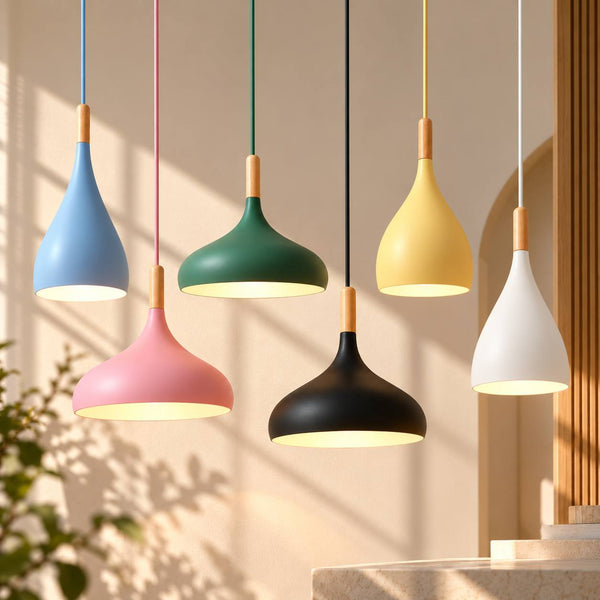 Nordic Wood Macaroon Lights Dining Area Lamps