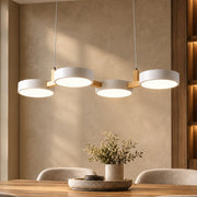 Nordic Modern Wood Fixture Pendant Lights white 4 heads above a dining table