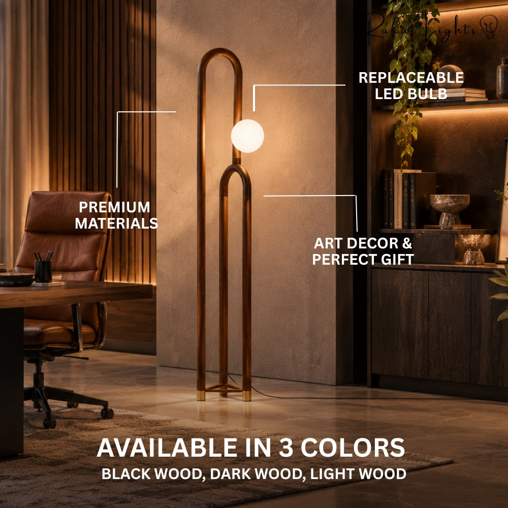 Nordic Wooden Floor Lamp features: premium materials, replaceable LED bulb, art decor and perfect gift, available in 3 colors