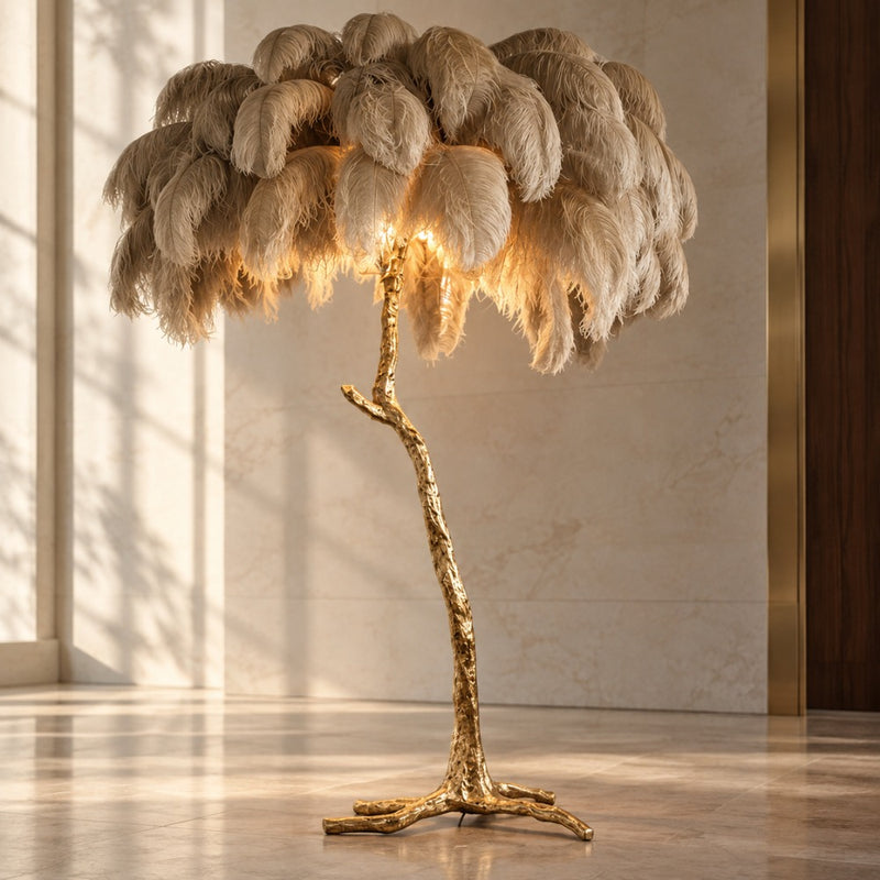 Luxury Ostrich Feather Resin LED Floor/Table Lamp
