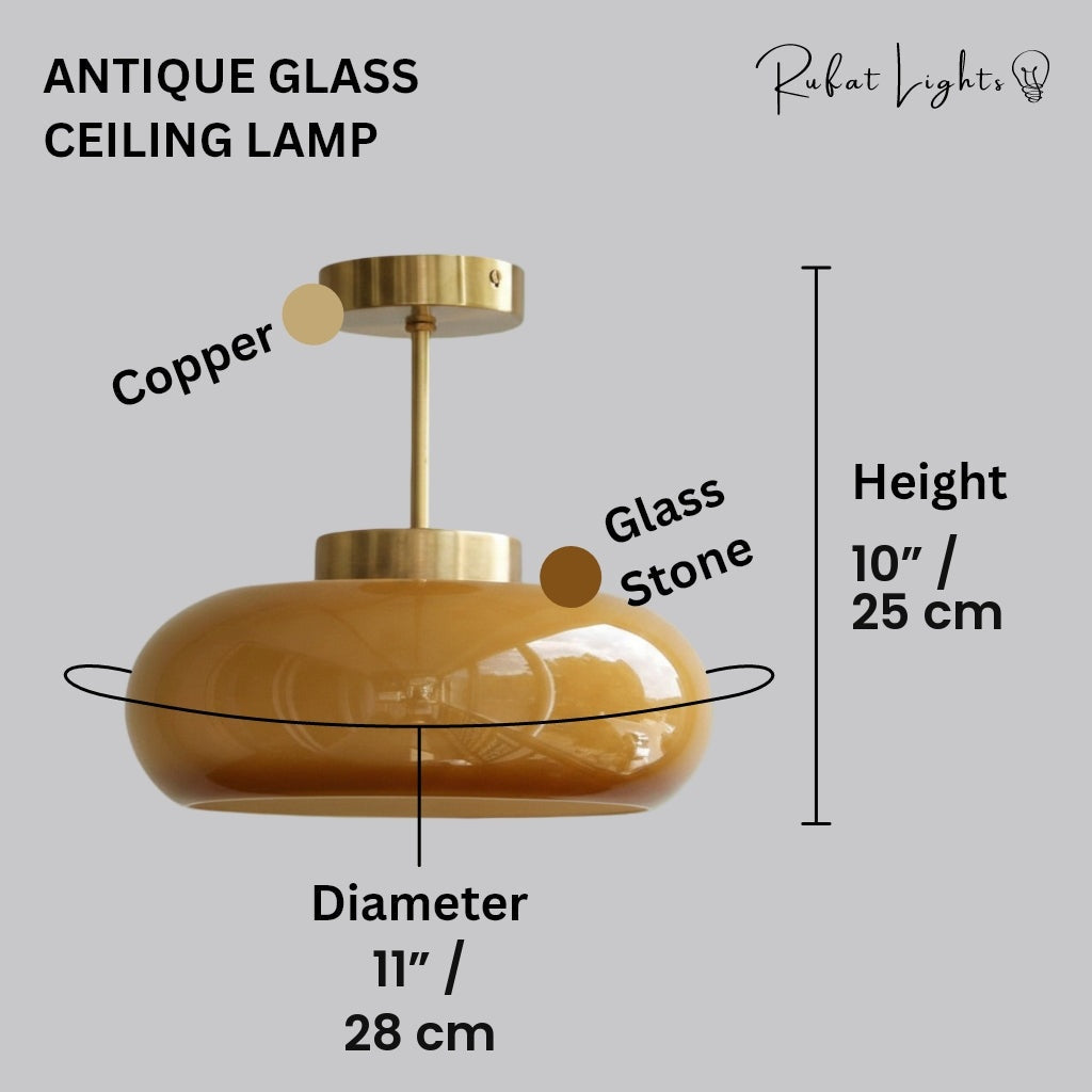 Antique Glass Ceiling/Pendant Lamp ceiling version dimensions
