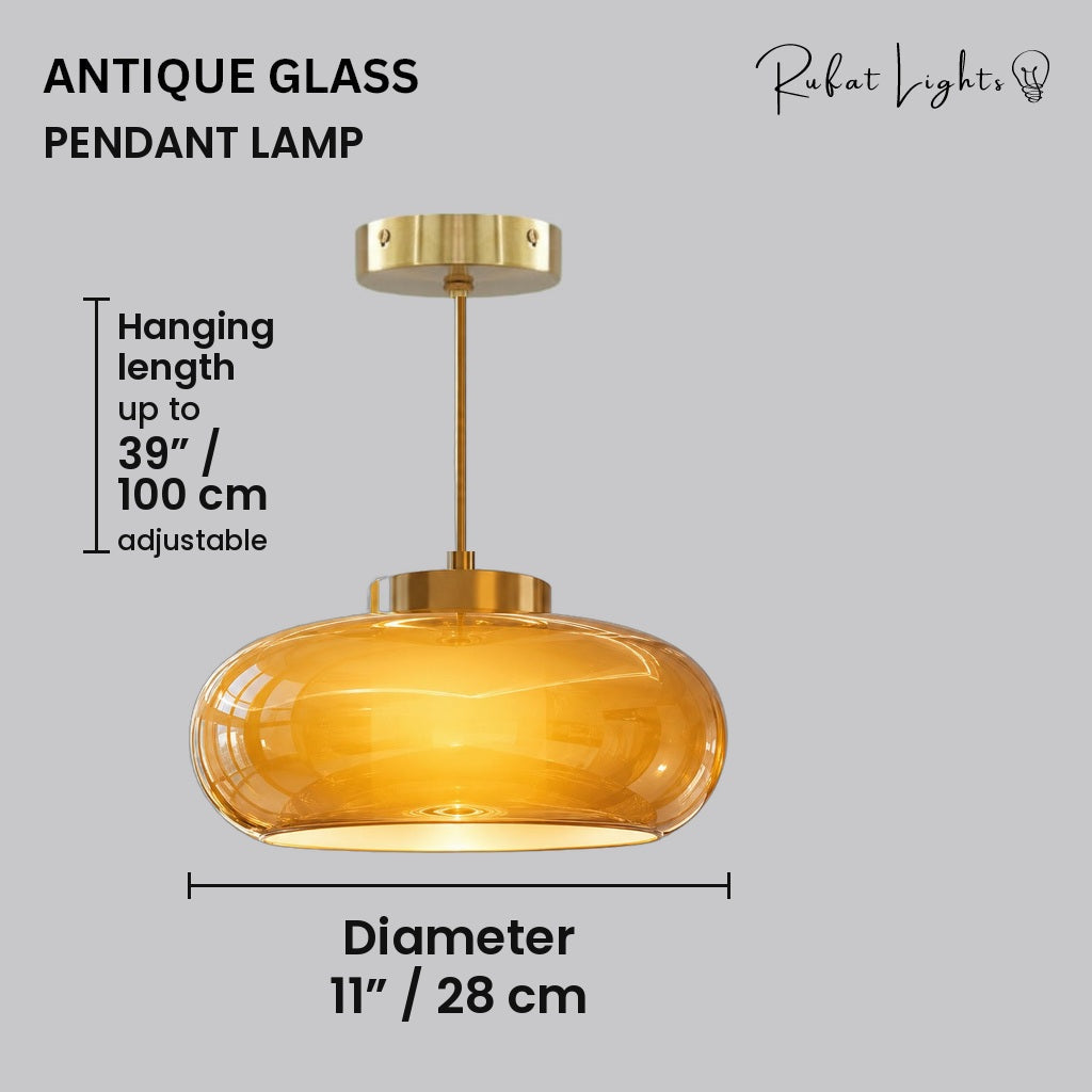 Antique Glass Ceiling/Pendant Lamp pendant version dimensions