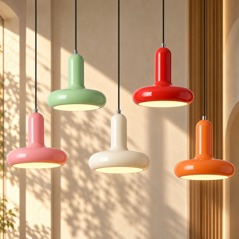 Scandinavian Macaron Pendant Lamp group in pink, green, white, red and orange