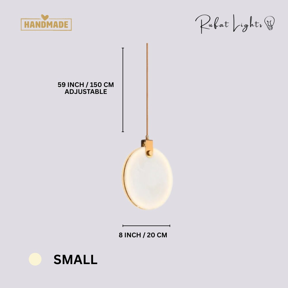 Simple Marble Round Crystal Villa Pendant Lamps Small dimensions: 8 in (20 cm) diameter, 59 in (150 cm) adjustable hanging length