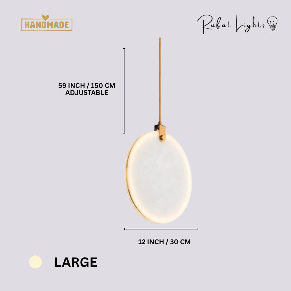 Simple Marble Round Crystal Villa Pendant Lamps Large dimensions: 12 in (30 cm) diameter, 59 in (150 cm) adjustable hanging length