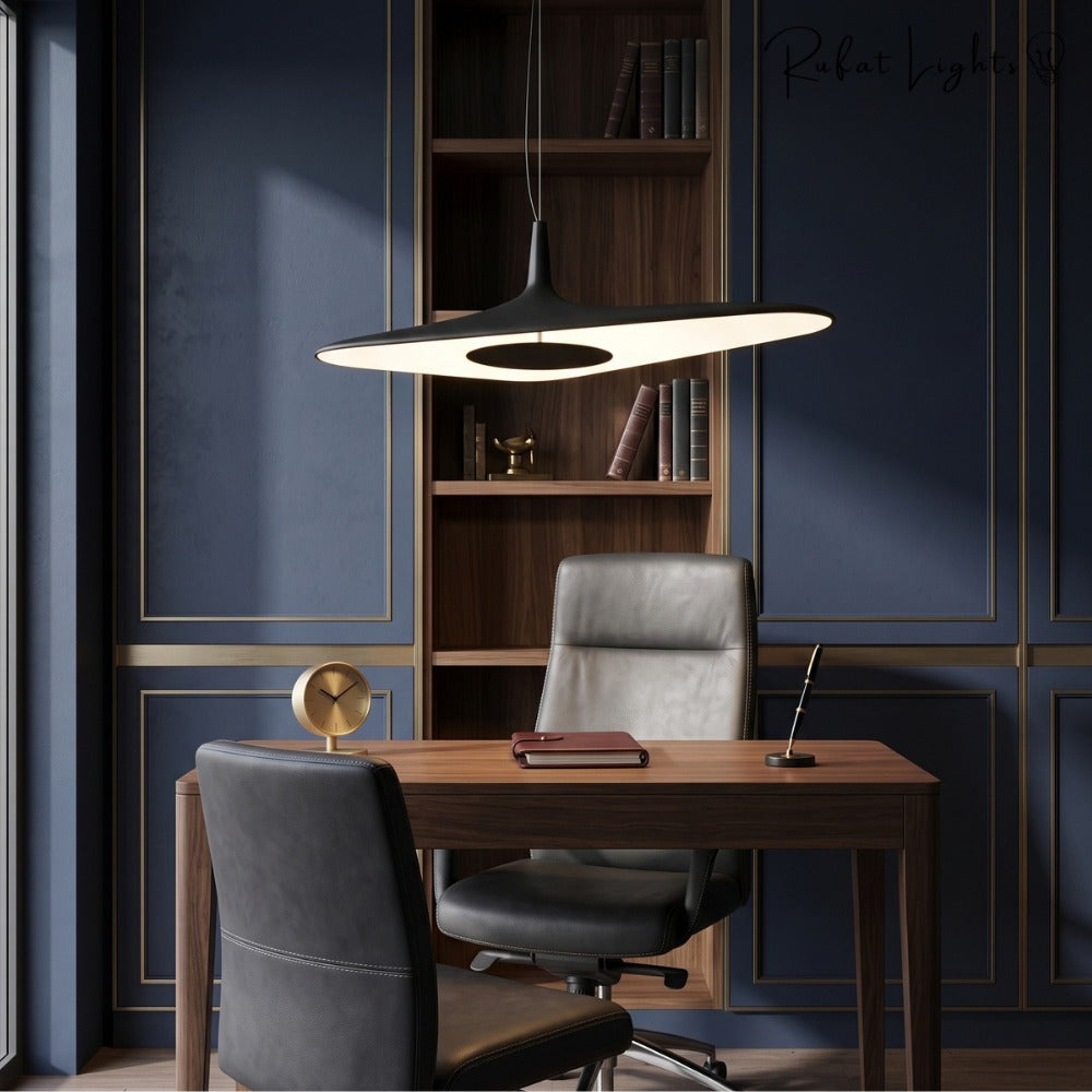 Simple Resin Pendant Light White above an office desk