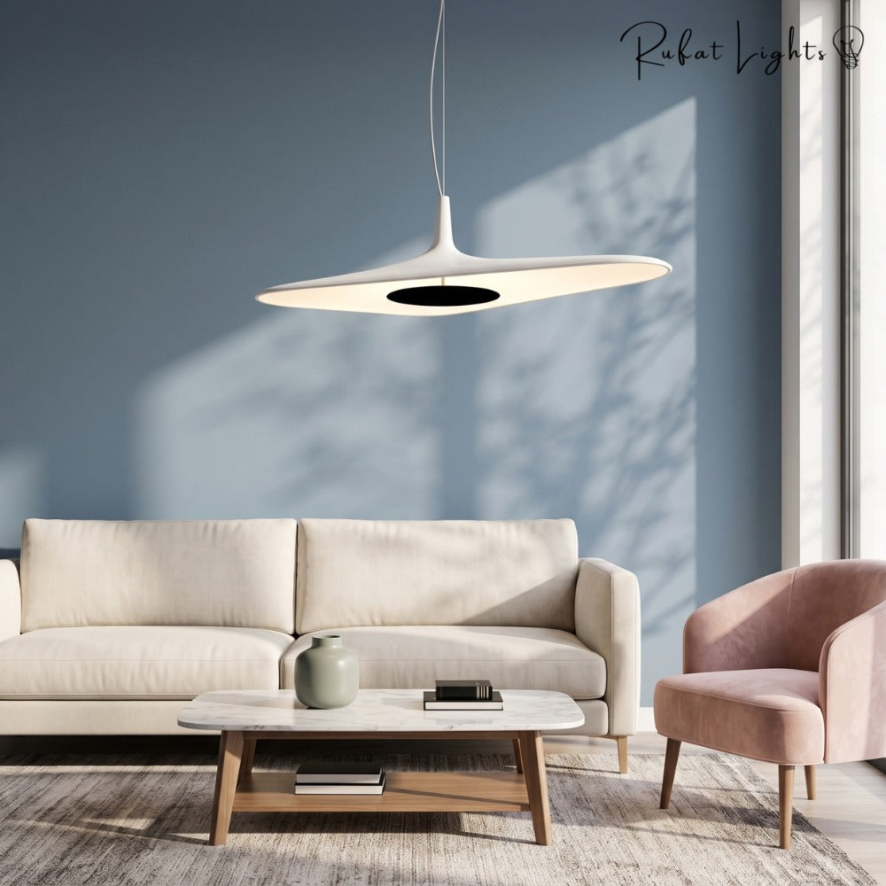 Simple Resin Pendant Light White in a living room
