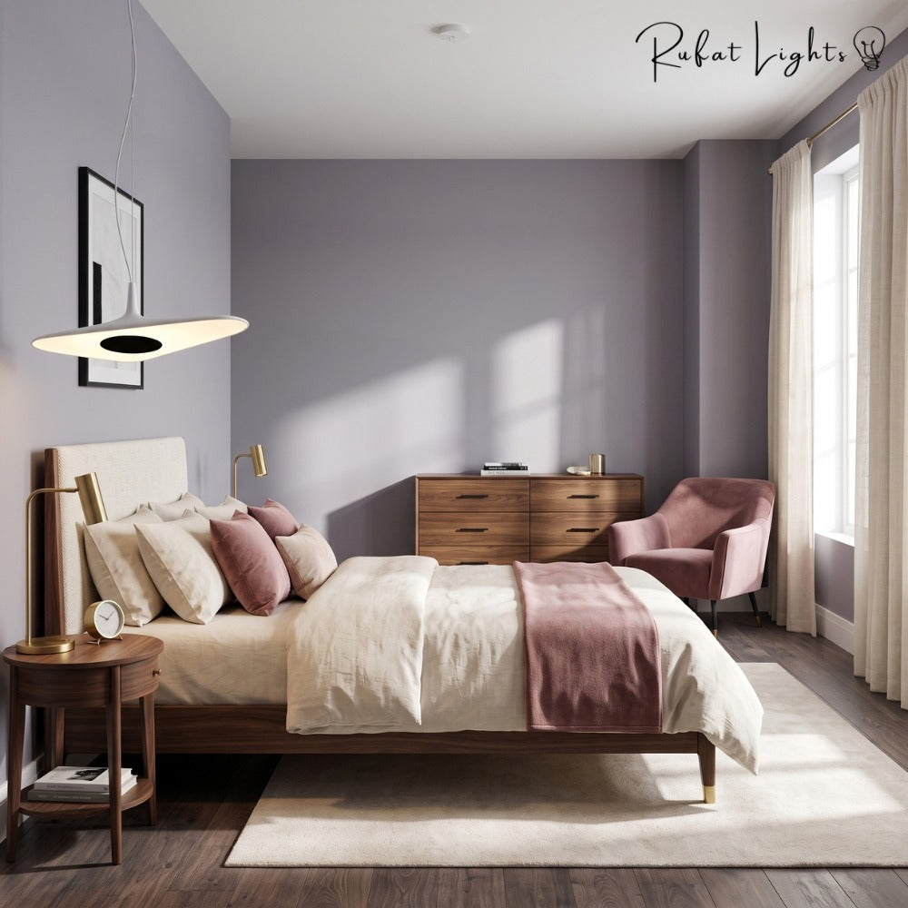 Simple Resin Pendant Light White in a bedroom