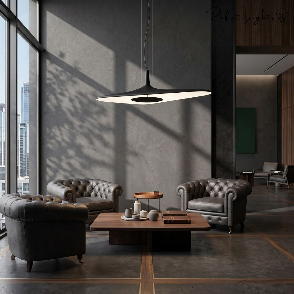 Simple Resin Pendant Light White in a living room