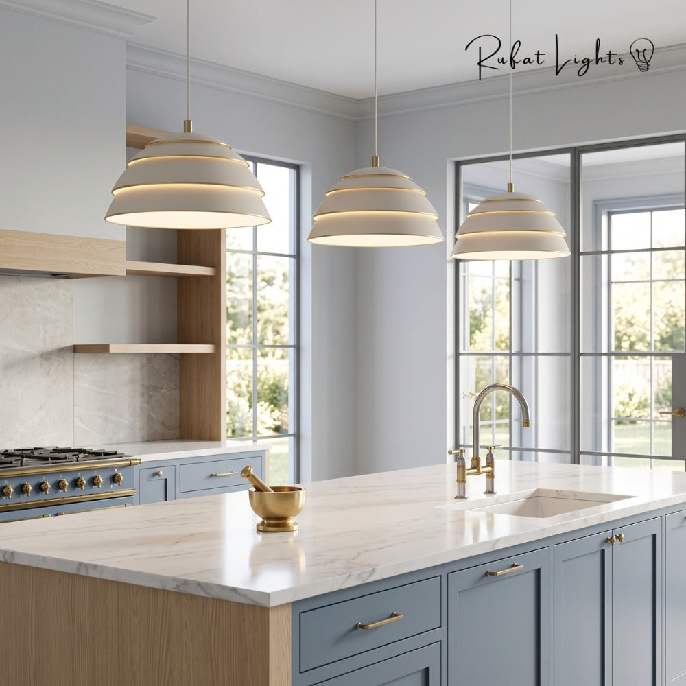 Single Head Iron Lamp Shade Pendant Light over a kitchen island