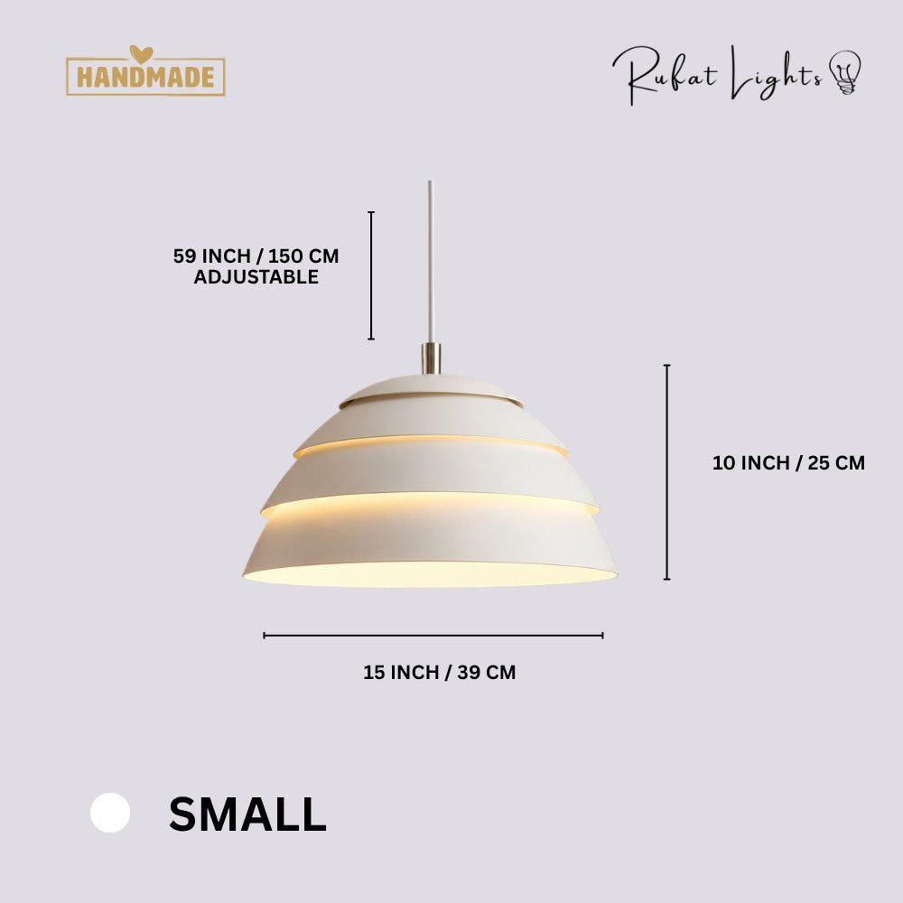 Single Head Iron Lamp Shade Pendant Light Small dimensions: 15 in (39 cm) wide, 10 in (25 cm) high, 59 in (150 cm) adjustable hanging length
