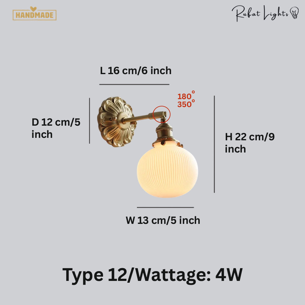 Copper Wandlamp Sconce Glass Wall Light