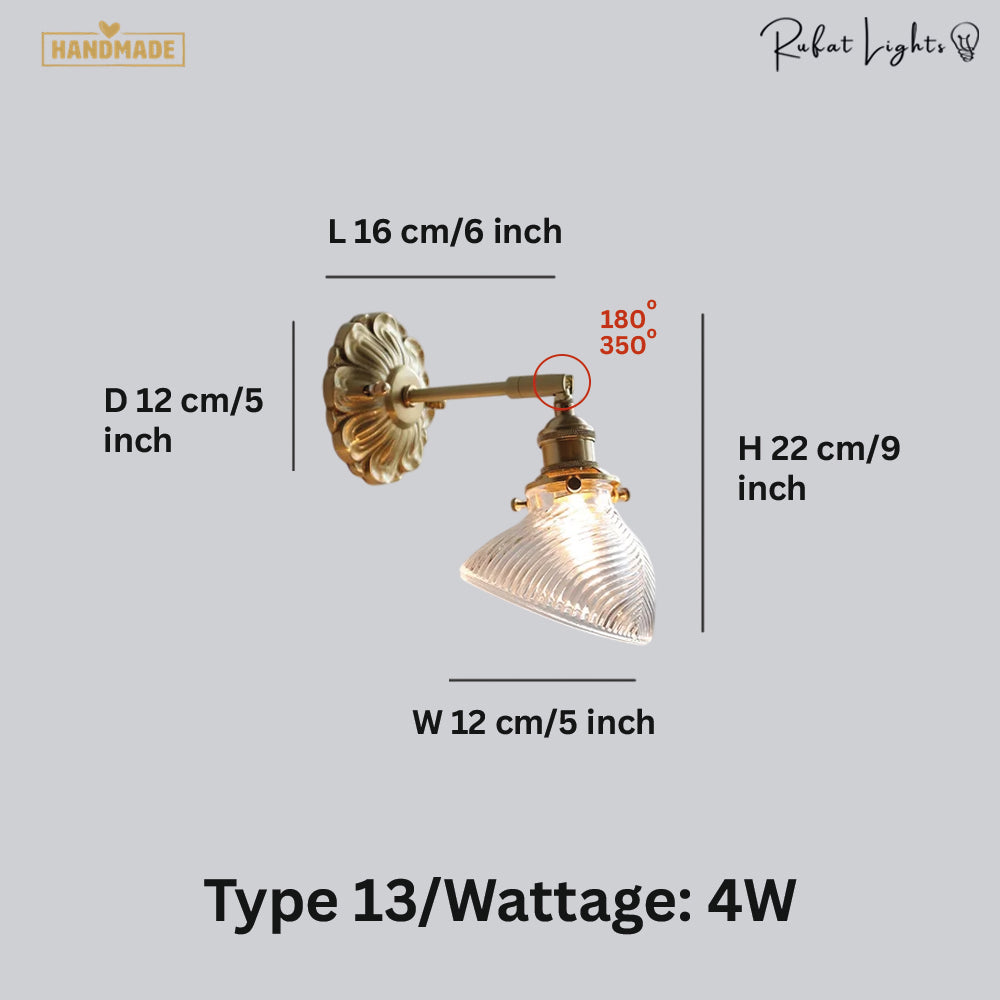 Copper Wandlamp Sconce Glass Wall Light