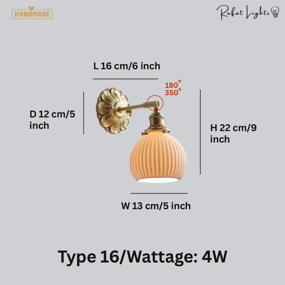 Copper Wandlamp Sconce Glass Wall Light