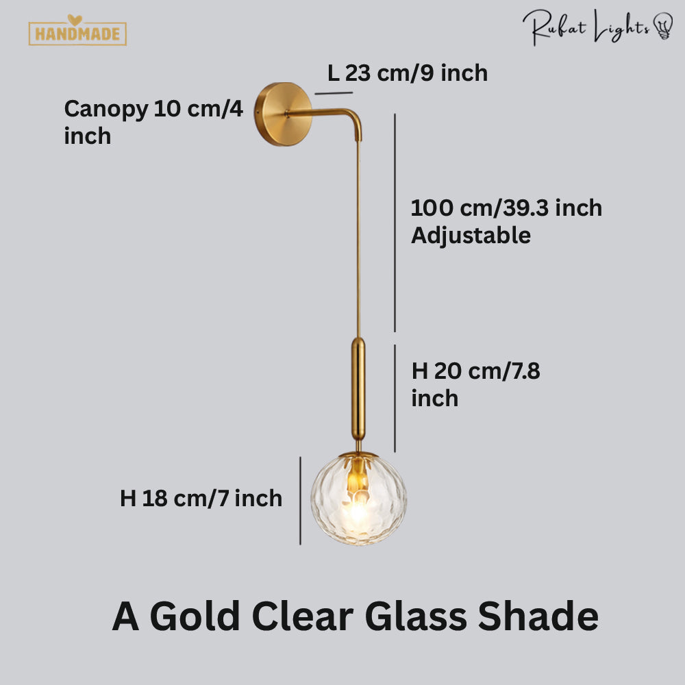 Wall Scandinavian Brass Lamp Iron & Glass Bedside Lights