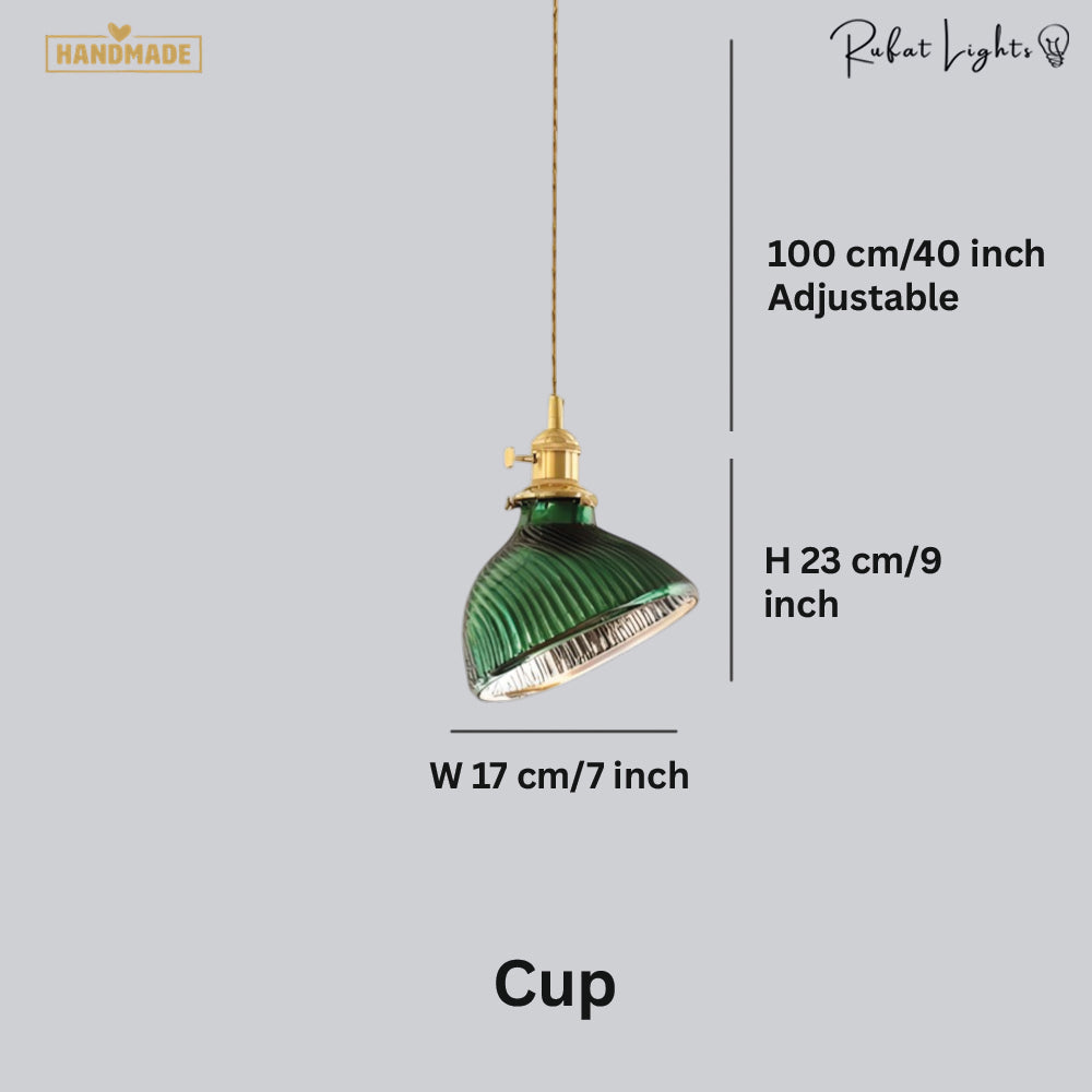 Japanese Minimalist Green Glass Pendant Light