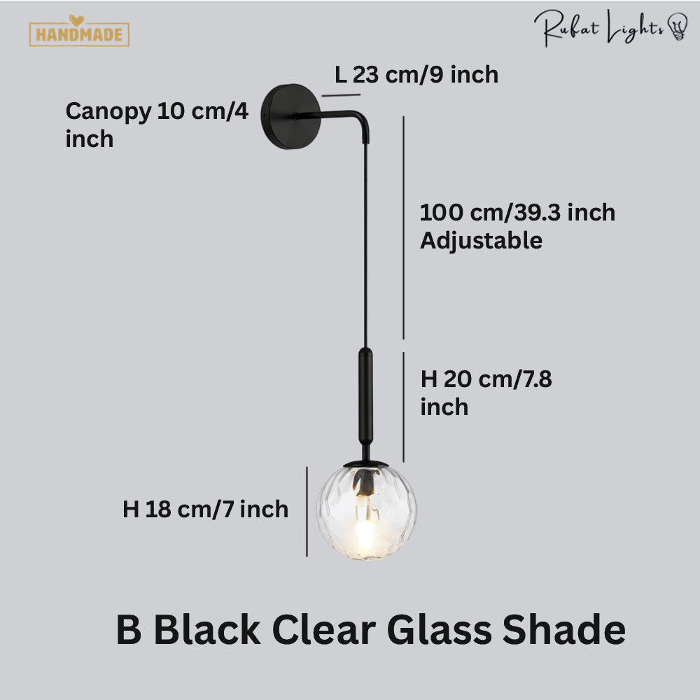 Wall Scandinavian Brass Lamp Iron & Glass Bedside Lights