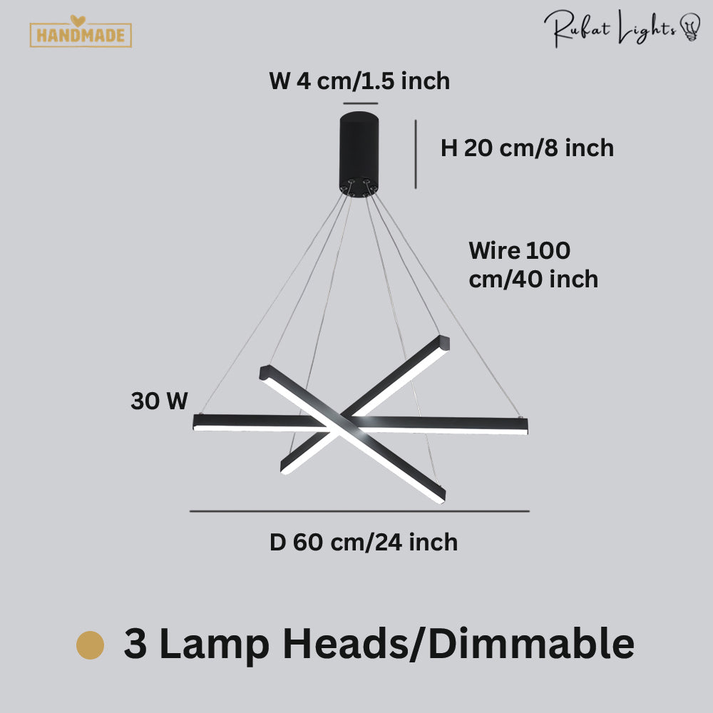 Modern LED Stripes Linear Chandelier Dimmable