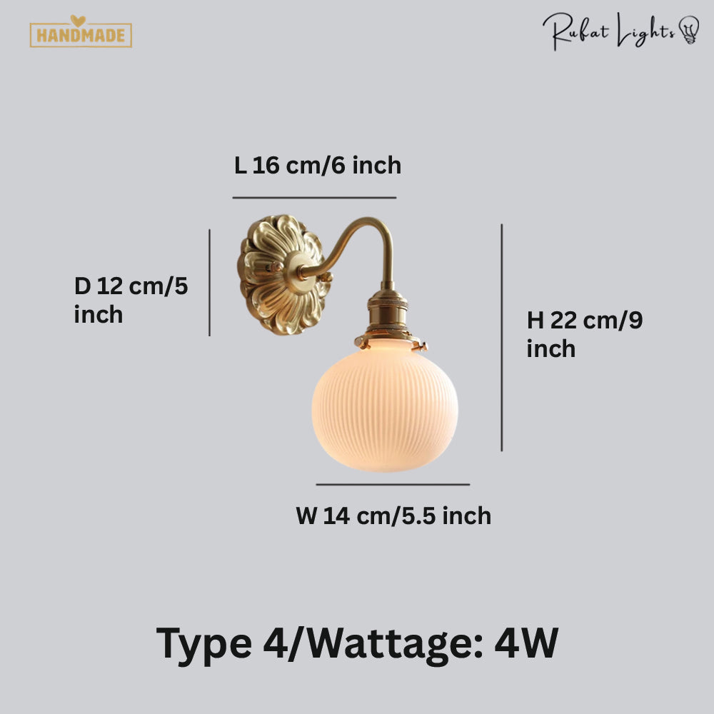 Copper Wandlamp Sconce Glass Wall Light