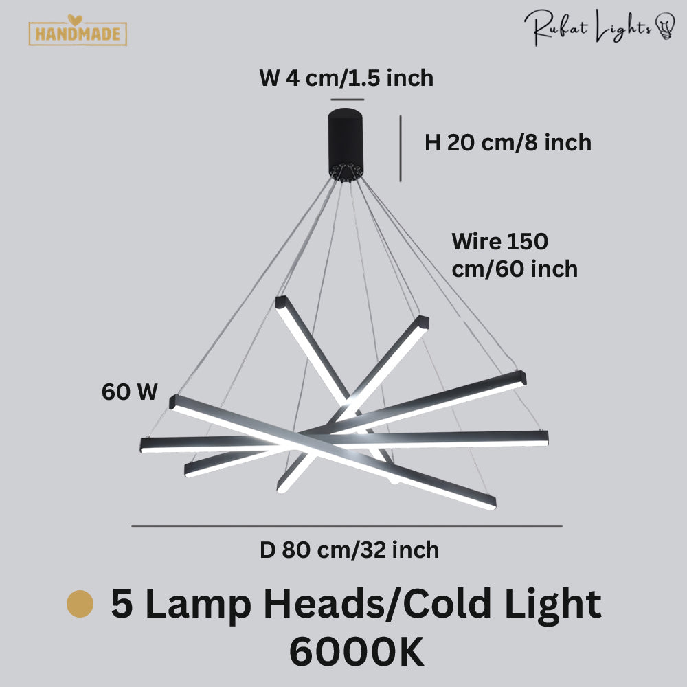 Modern LED Stripes Linear Chandelier Dimmable