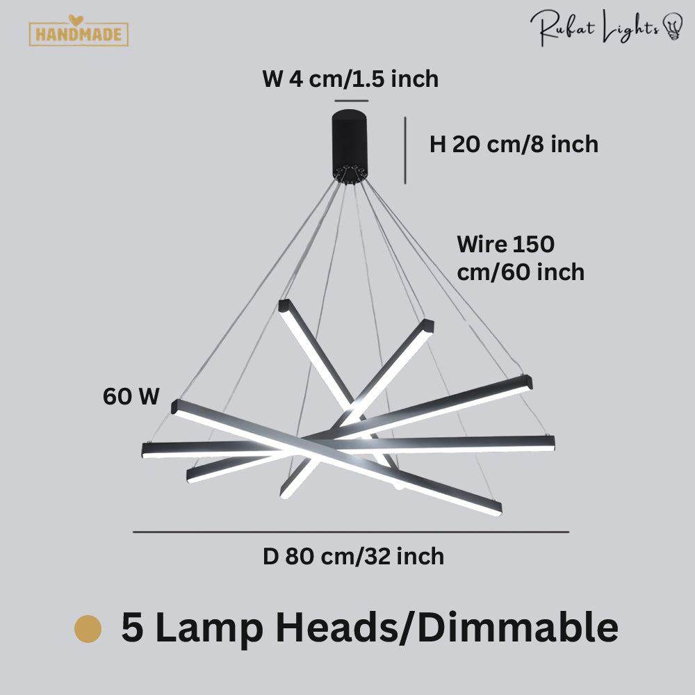 Modern LED Stripes Linear Chandelier Dimmable