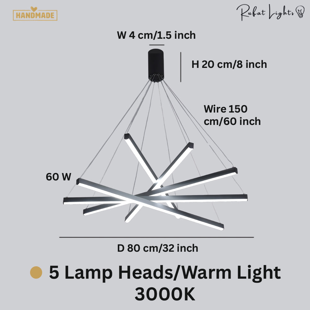 Modern LED Stripes Linear Chandelier Dimmable