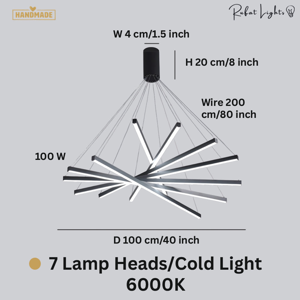 Modern LED Stripes Linear Chandelier Dimmable
