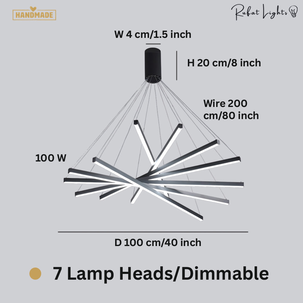 Modern LED Stripes Linear Chandelier Dimmable