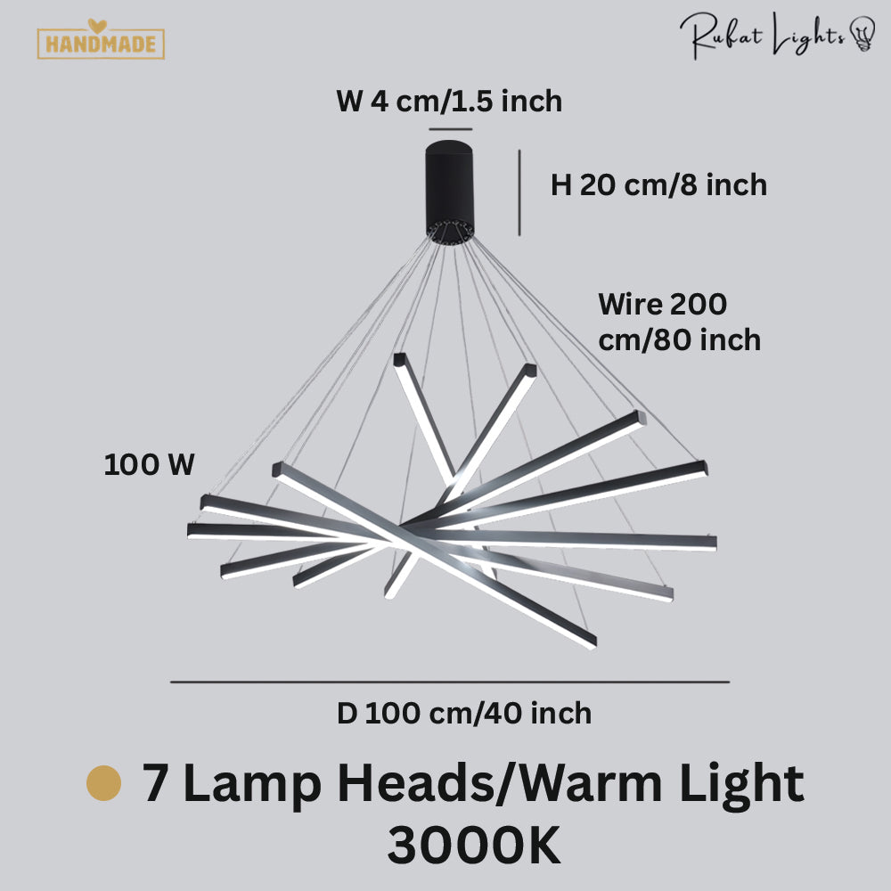 Modern LED Stripes Linear Chandelier Dimmable