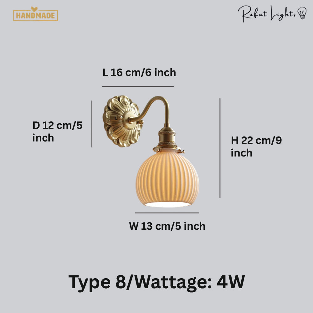 Copper Wandlamp Sconce Glass Wall Light