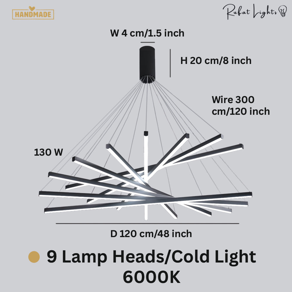 Modern LED Stripes Linear Chandelier Dimmable